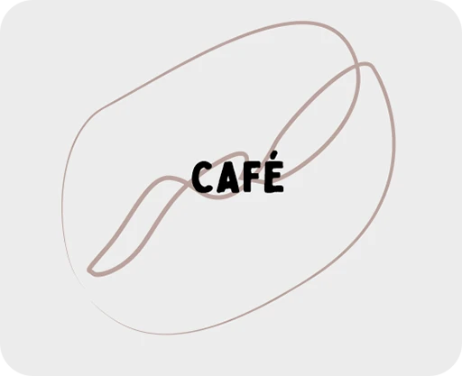ilustración de un grano de café tostado dibujado mediante trazos