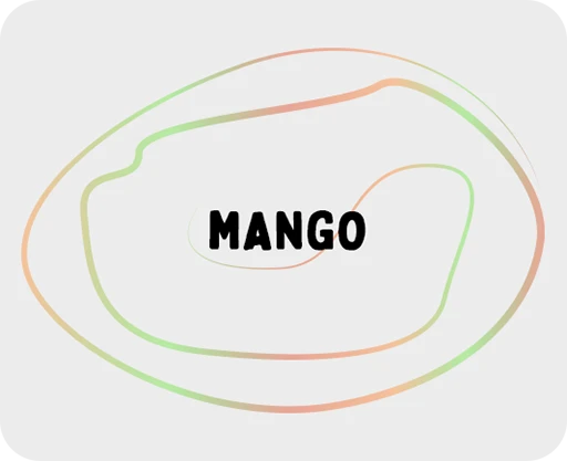 ilustración de una pieza de fruta de mango dibujada mediante trazos
