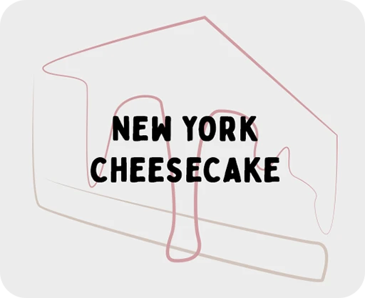 ilustración de una porción de tarta estilo New York dibujada mediante trazos