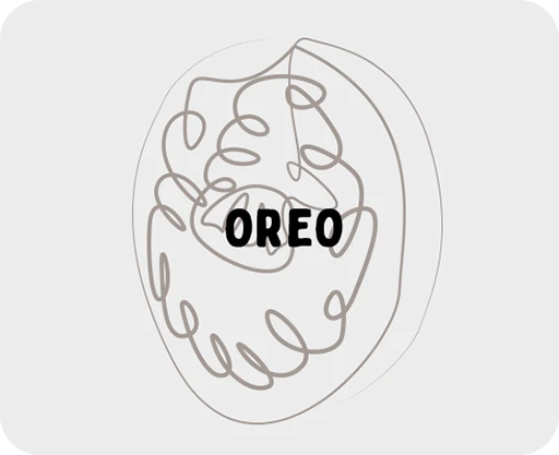 ilustración de una galleta de Oreo dibujada mediante trazos