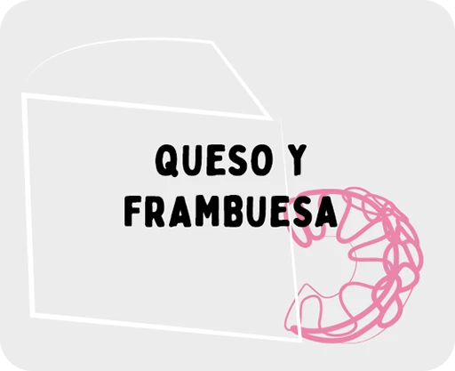 ilustración de una porción de quedo y una franbuesa dibujadas mediante trazos