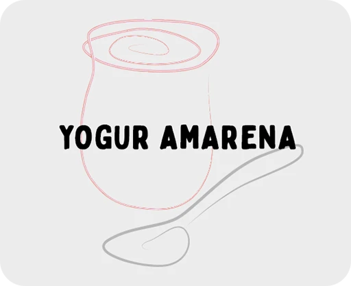 ilustración de un tarro de yogur y una cuchara de metal dibujadas mediante trazos