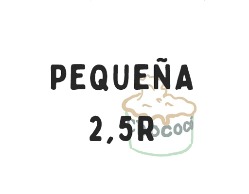 2,5 R de cantidad de azúcar aproximada en nuestras raciones pequeñas de helados